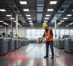 warehouse red dye spray