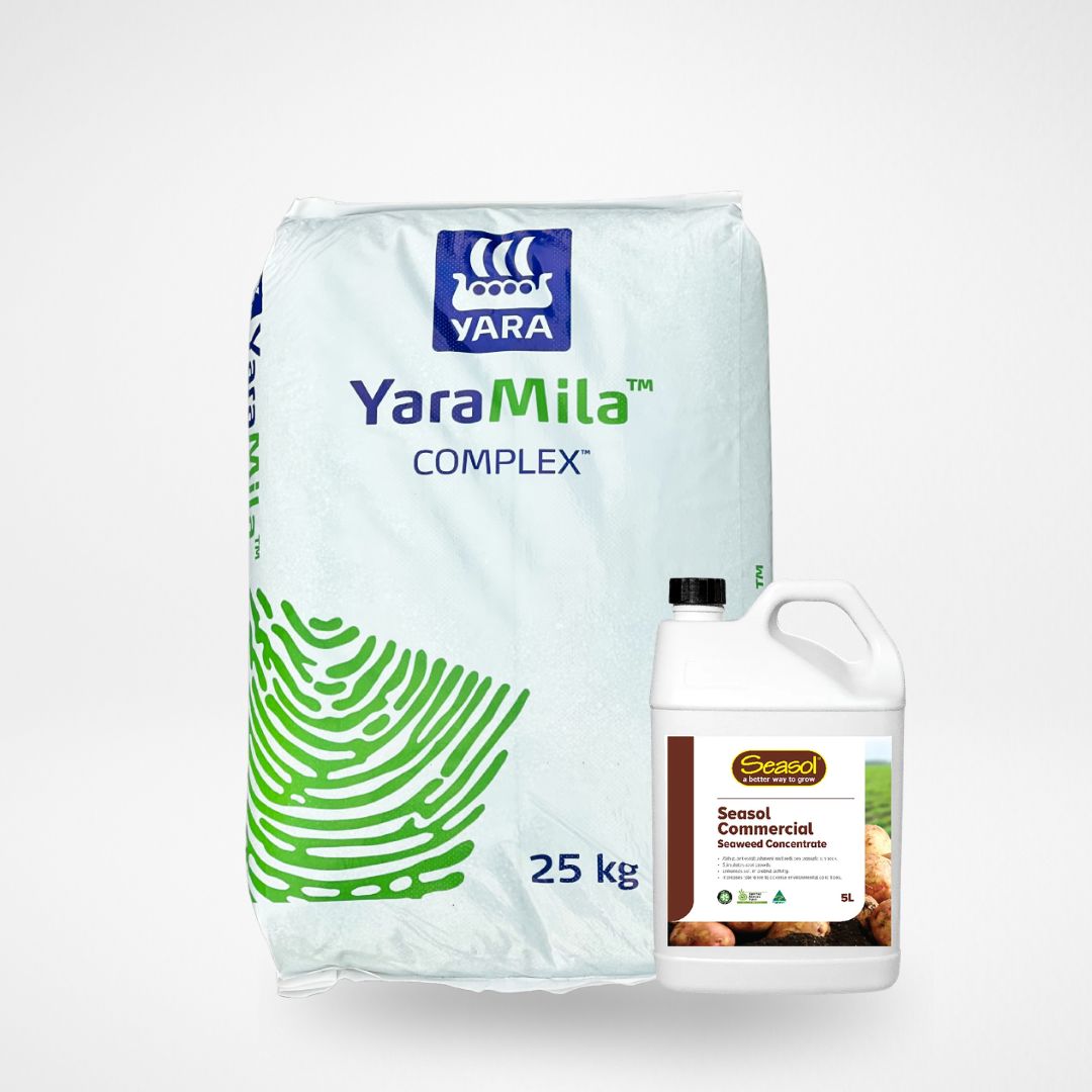 YaraMila Complex fertiliser bag with Seasol Commercial Seaweed Concentrate 5L
