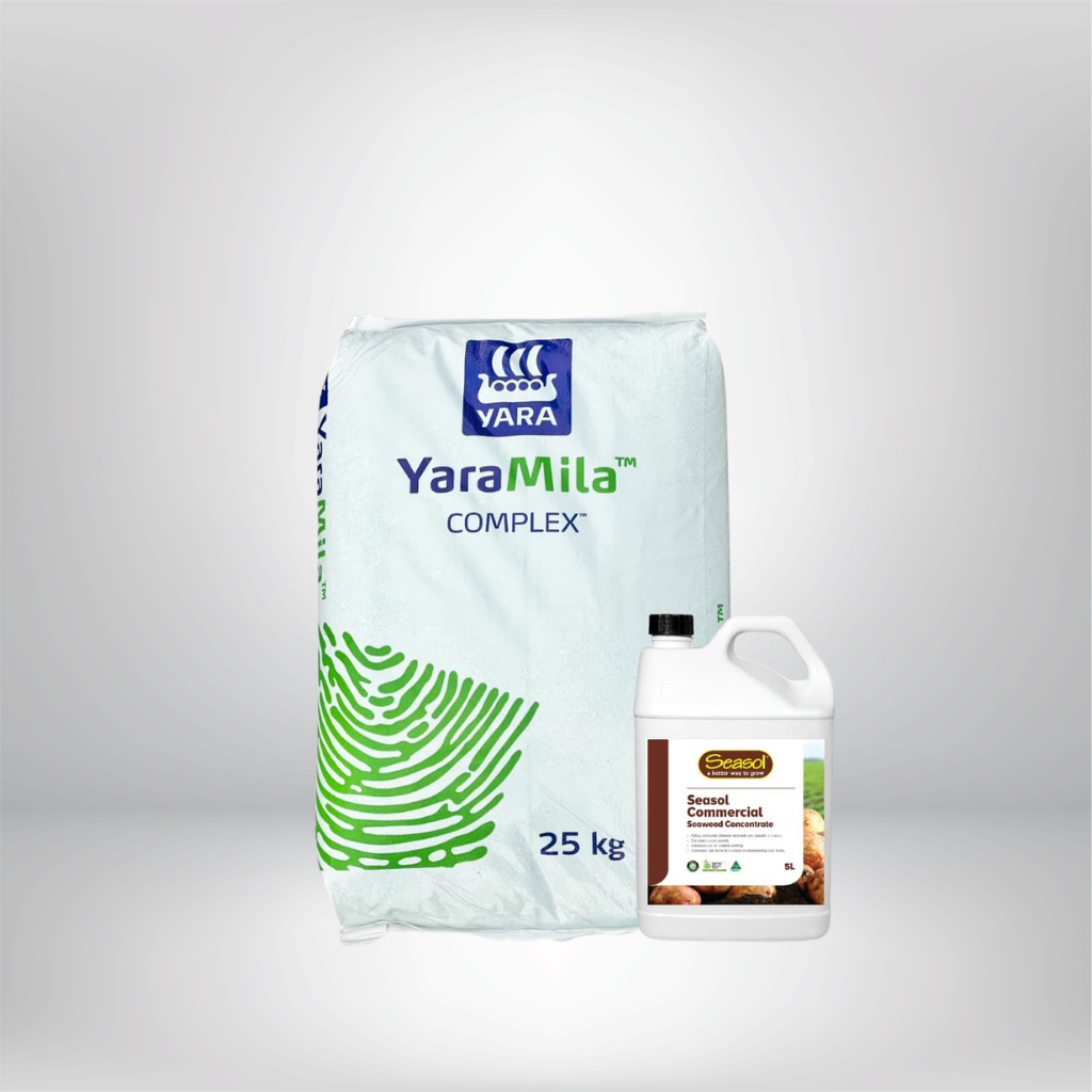 Lawn care bundle and garden product kit with fertiliser, weed control and pest treatment products
