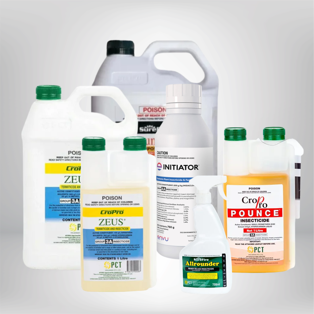Insecticide and pest control products including Zeus, Initiator, CroPro and SureFire Allrounder